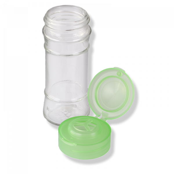 ANFRA All-porpouse Flip Top Green Translucent Cap For Herbs and Grain With Seal - Anfra Packaging