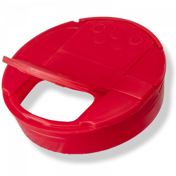 Couvercle Flapper Ø53mm 6 Trous Pression Rouge - Anfra Packaging